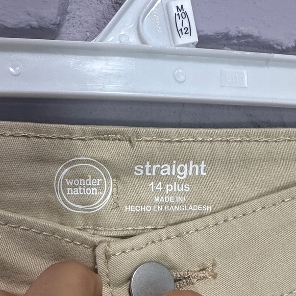 NEW Wonder Nation Beige Straight-Leg Pants size 14 - Picture 2 of 5